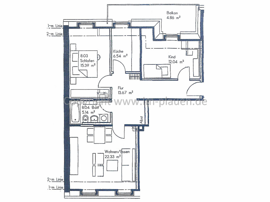 Balkon - Einbauküche - Weitblick - 77 m² | 3-Zimmer-Wohnung Plauen Seehaus - Foto 5