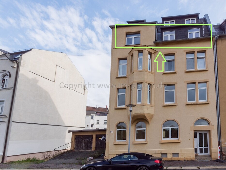 Parkett - Dusche & Badewanne - Weitblick - Dachgeschoss | 3-Zimmer-Wohnung Plauen Haselbrunn - Foto 3