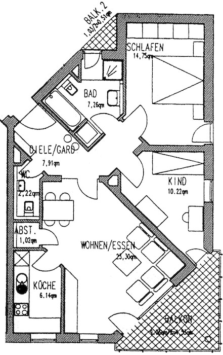 2 Balkone - Bad mit Fenster - Dusche & Badewanne | 3-Zimmer-Wohnung Plauen Westend - Foto 2