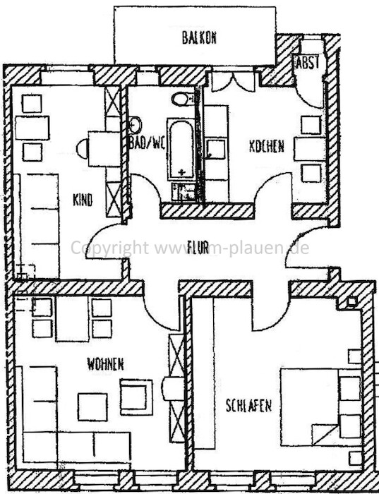 Balkon - Bad mit Fenster - Badewanne | 3-Zimmer-Wohnung Plauen Stadtmitte - Photo 2