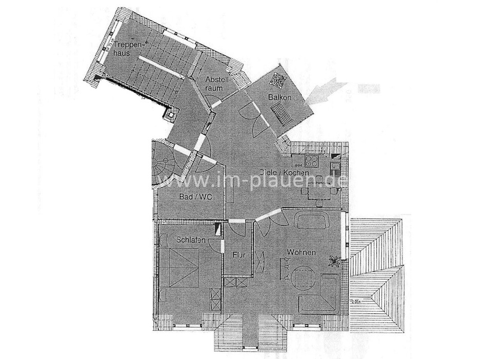 EBK – Balkon – 85 m² Wohnfläche | 2-Zimmer-Wohnung Plauen Hradschin - Photo 5